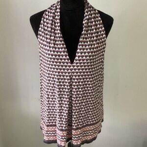 Max Studio Black and Pink Patterned Halter Top